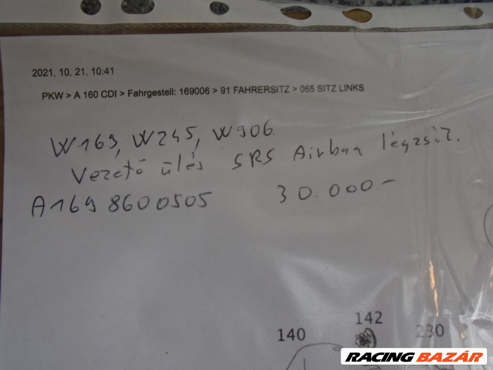 [GYÁRI ÚJ] Mercedes-Benz - Vezetőülés SRS légzsák , A osztály W169 , W245, W906 5. kép